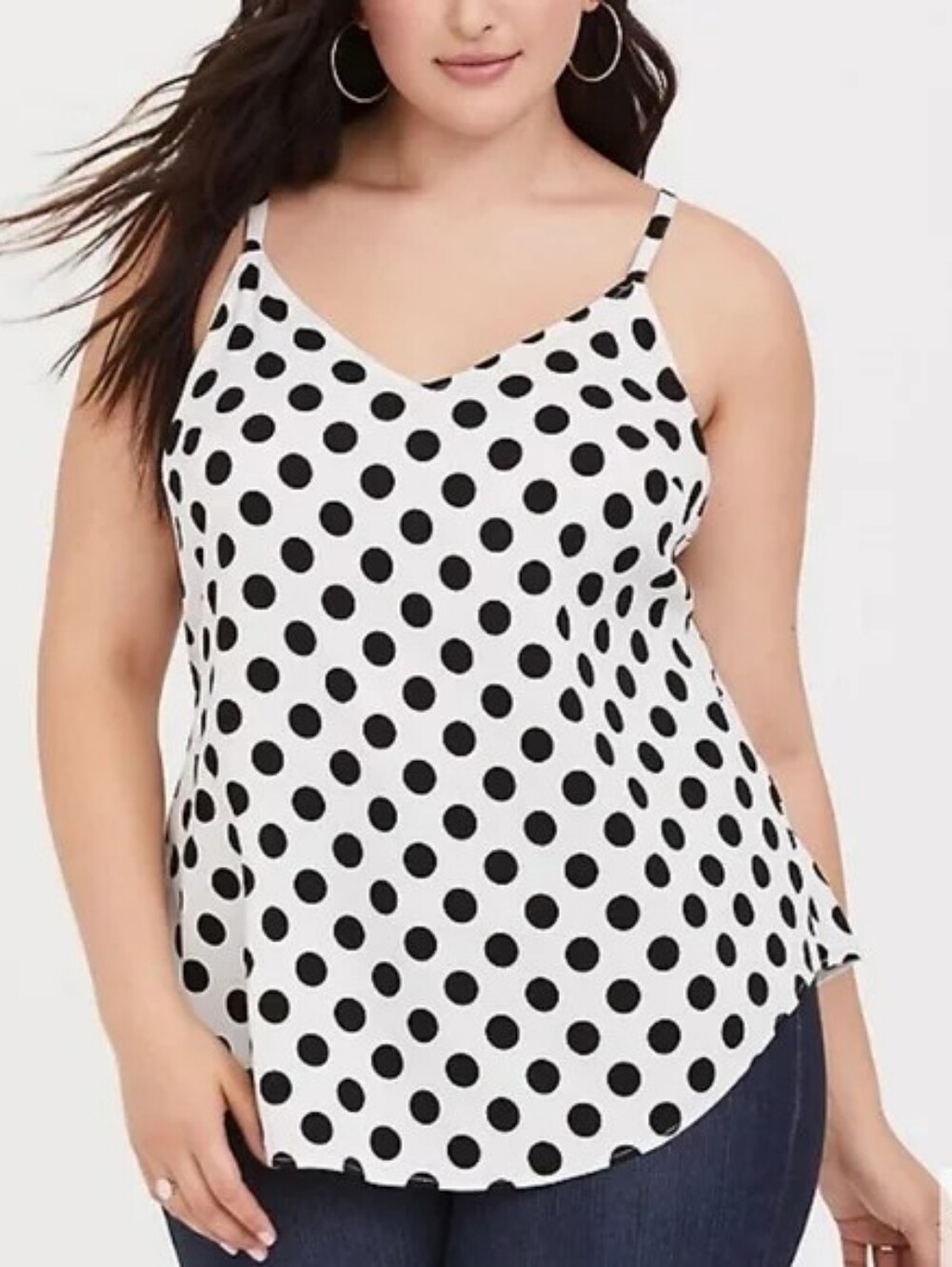 torrid White Polka Dot Black Camisole